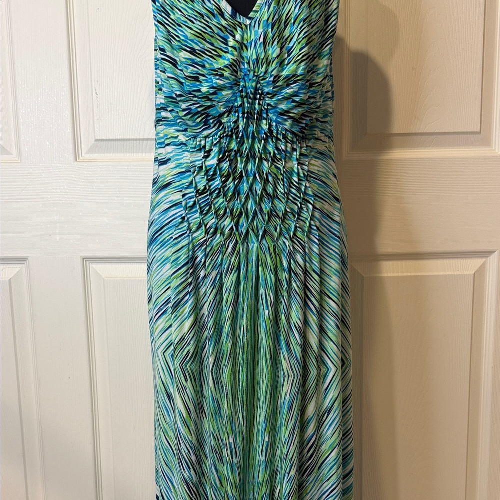 Avenue Vibrant Blue and Green Maxi Dress - Picture 2 of 3